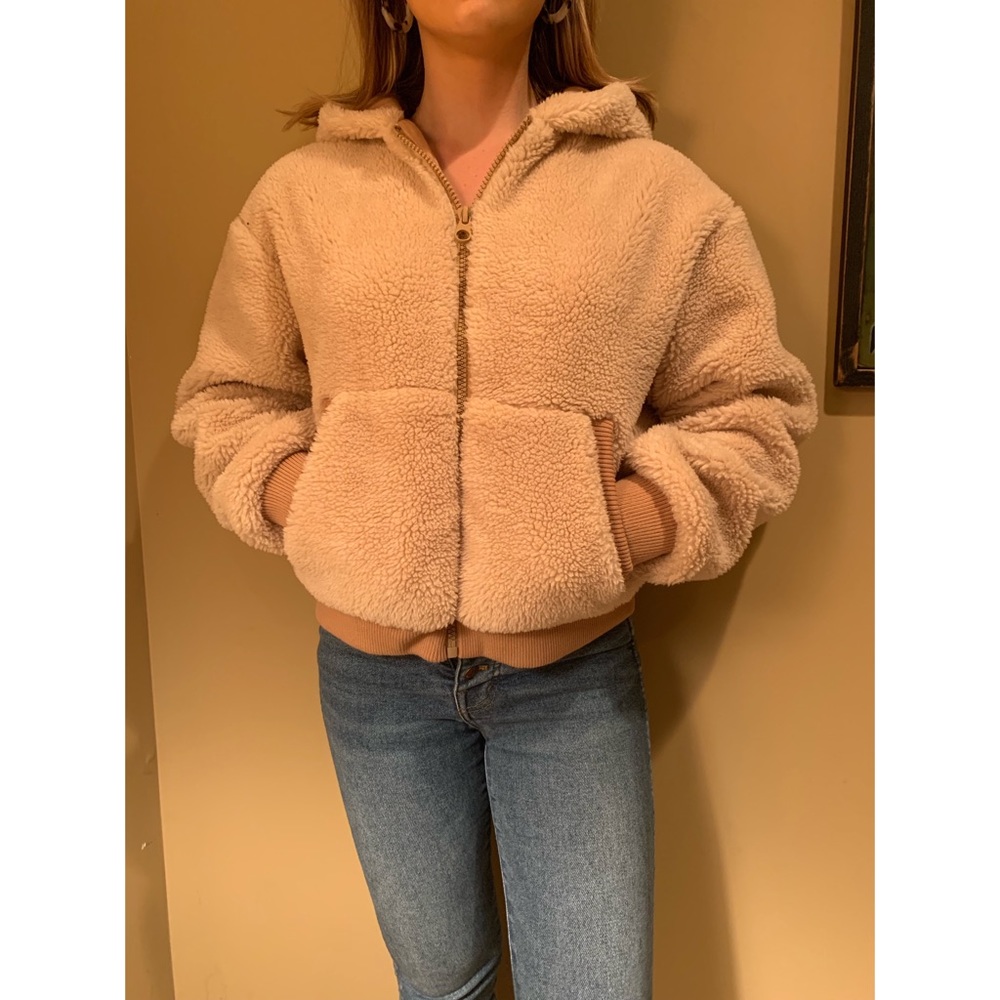 Cropped teddy bear jacket